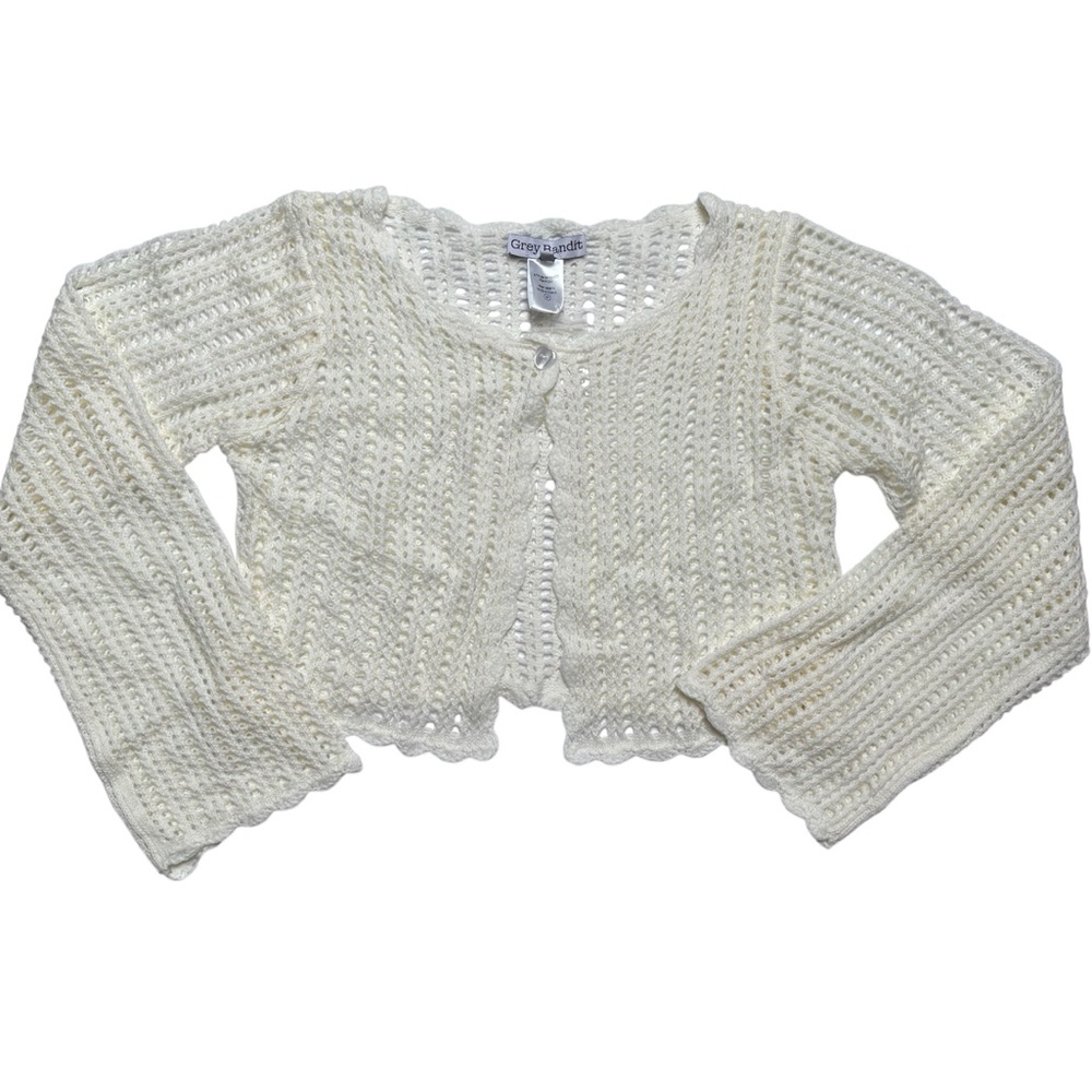 NWOT Crochet cropped cardigan with bell sleeves, medium